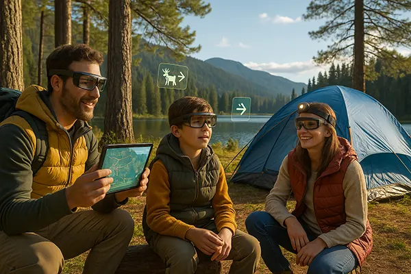 familia con gafas AR