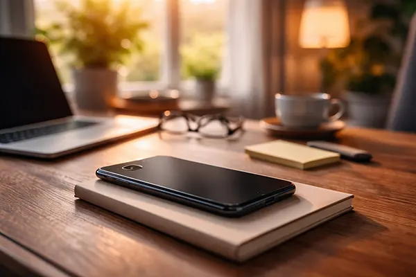 Smartphone sobre escritorio