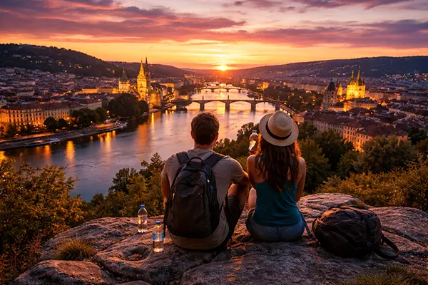 Skyline bei Sonnenuntergang